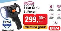 HOUSE PRATİK SOLAR ŞARJLI EL FENERİ